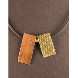 Long Copper and Brass Tiles Necklace