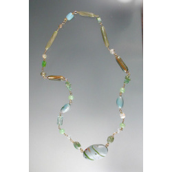 Water-colored Polymer Bead and Exotic Gemstone Necklace