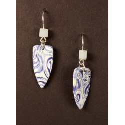 Marbled blue shield shape earrings