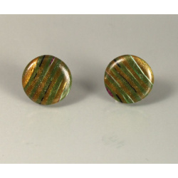 Green wood-look dot post earrings