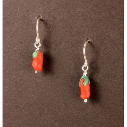 Tiny red rosebud earrings